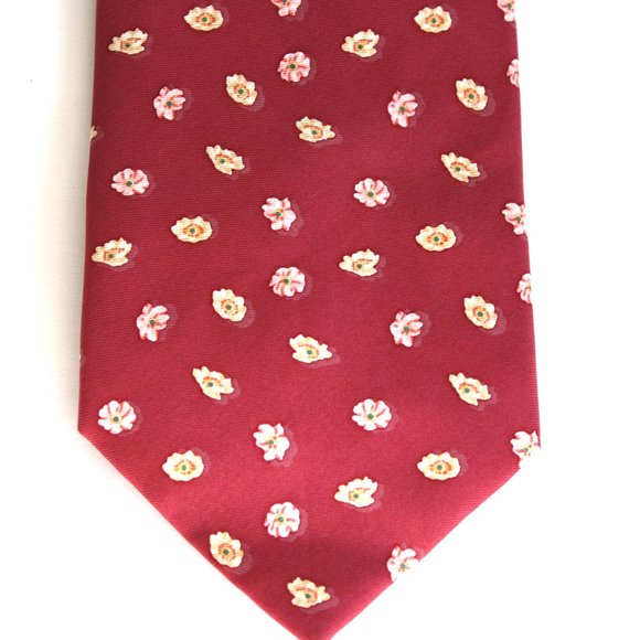 Vintage Pierre Cardin SILK Necktie Rosy Pink  Red Classic Small floral Print - Picture 1 of 4